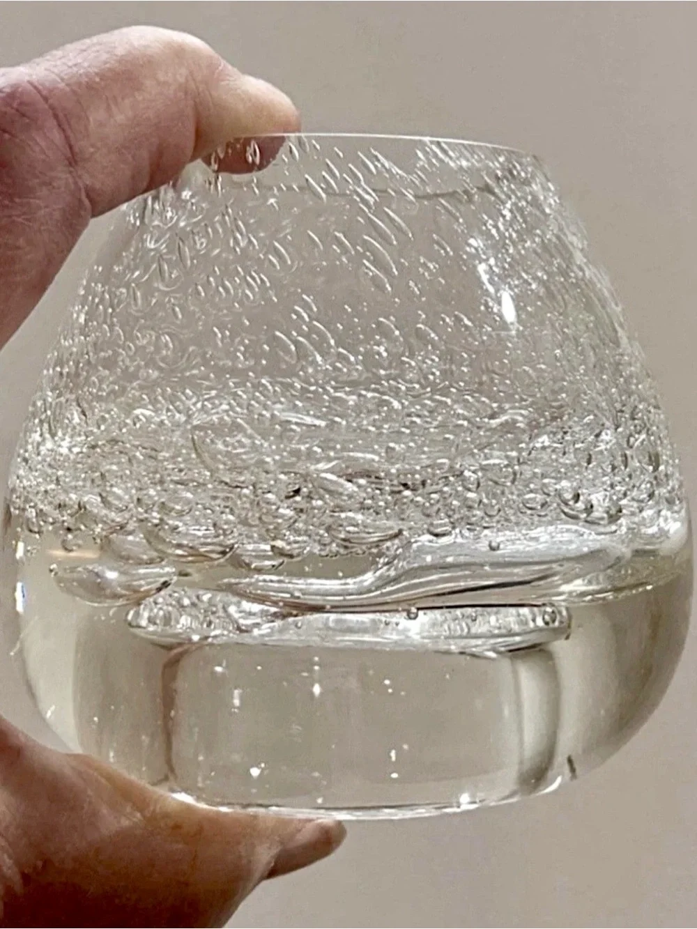 Vtg Royal Limited Crystal Hand Blown Bullicante Glass Votive Holder Bud Vase